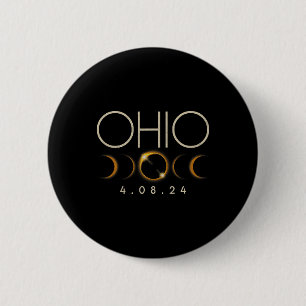 Macaron Rond 5 Cm Éclipse solaire 2024 État Ohio Total Éclipse solai