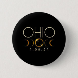 Macaron Rond 5 Cm Éclipse solaire 2024 État Ohio Total Éclipse solai