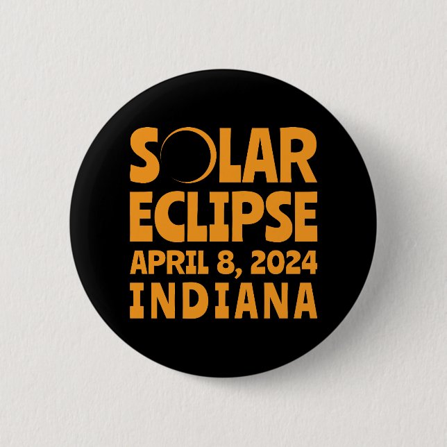 Macaron Rond 5 Cm Éclipse solaire 2024 Indiana (Devant)