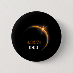 Macaron Rond 5 Cm Éclipse solaire 2024 Totalité Ohio Printemps 4.08.