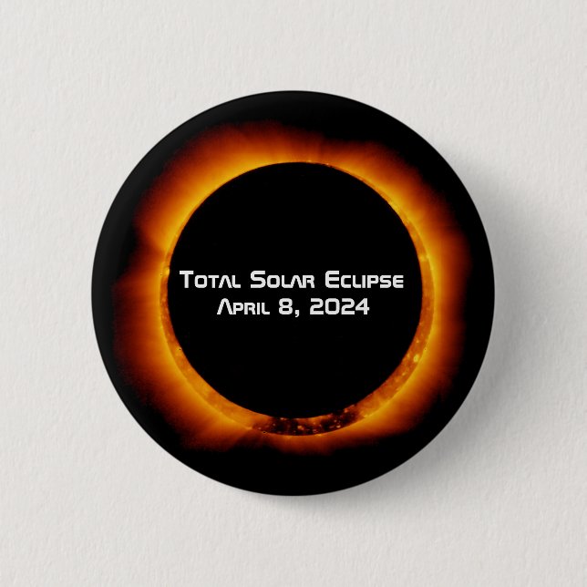Macaron Rond 5 Cm Éclipse solaire totale 2024 (Devant)