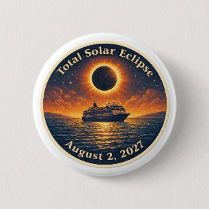 Macaron Rond 5 Cm Éclipse solaire totale du 2 août 2027 bateau de cr