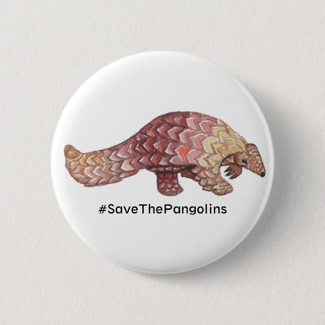 Macaron Rond 5 Cm Économies d'aquarelle le bouton de Pangolins (Devant)