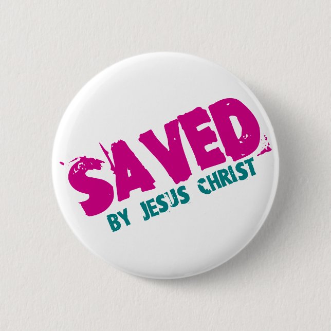 Macaron Rond 5 Cm ÉCONOMISÉ par Jésus-Christ (Devant)