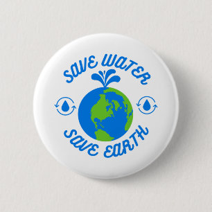 Macaron Rond 5 Cm Économisez de l'eau Économisez de la Terre
