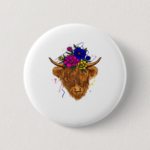 Macaron Rond 5 Cm Écossais Highland Vache Vache Vache Whisperer Agri