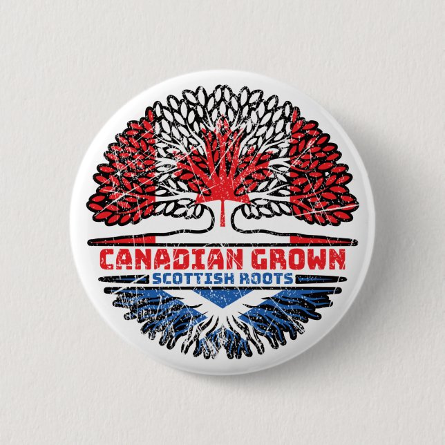 Macaron Rond 5 Cm Écosse Écosse Canadian Canada Tree Roots Flag (Devant)