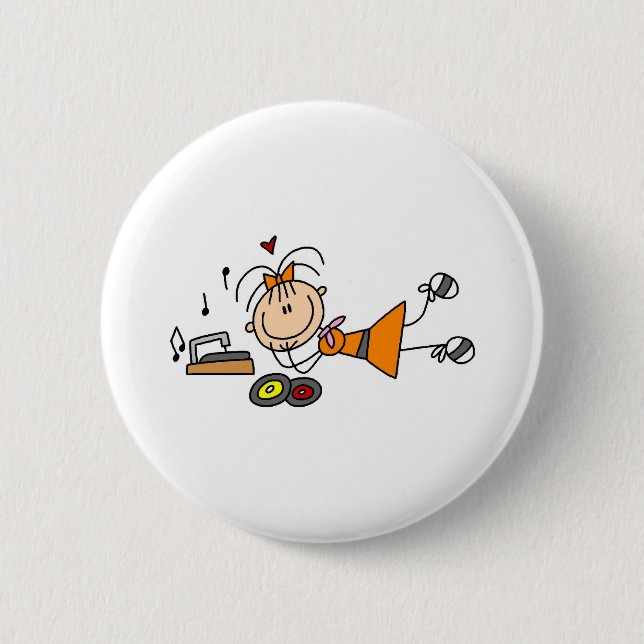 Macaron Rond 5 Cm Écouter le bouton de tourne-disque (Devant)