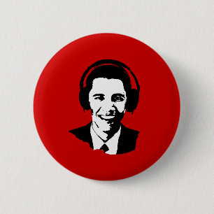 Macaron Rond 5 Cm Écouteurs de Barack Obama