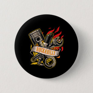 Macaron Rond 5 Cm Écran À Piston Du Moteur Rockabilly Sur Mécanique 