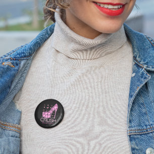 Macaron Rond 5 Cm Écraser le cancer du sein Sensibilisation Bling r