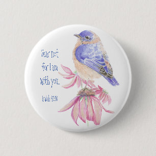 Macaron Rond 5 Cm Écriture Inspirationnelle Isaïe 40:10 Bluebird