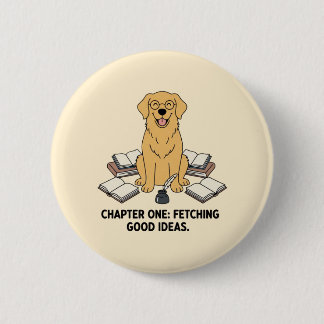 Macaron Rond 5 Cm Écrivain Golden Retriever Livres Mignons Conceptio