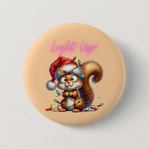 Macaron Rond 5 Cm Écureuil de Noël avec la carte Festive