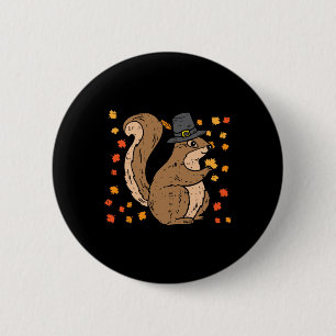 Macaron Rond 5 Cm Écureuil pèlerin mignon Thanksgiving Automne Autom