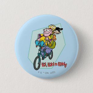 Macaron Rond 5 Cm Ed, Edd, n Eddy sur un vélo