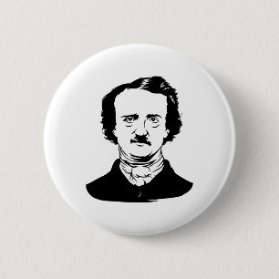 Macaron Rond 5 Cm Edgar Allen Poe Raven