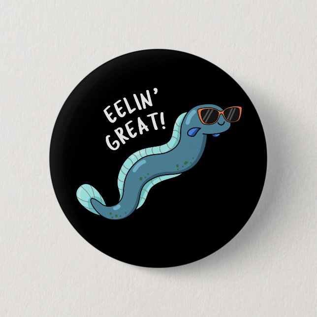 Macaron Rond 5 Cm Eelin Great Funny Slippery Eel Pun Dark BG (Devant)
