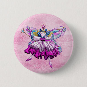 Macaron Rond 5 Cm Effet de bijou imprimé par fée rose mignonne de