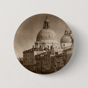 Macaron Rond 5 Cm Effet Papier Sepia Venise Grand Canal