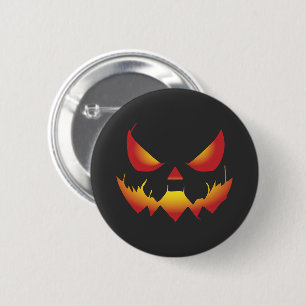 Macaron Rond 5 Cm Éffrayant démon citrouille d'Halloween en feu