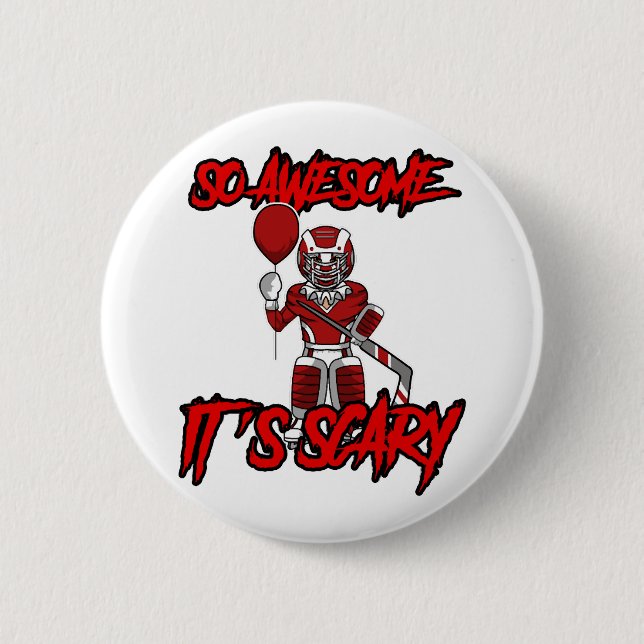 Macaron Rond 5 Cm Effrayant Drôle Halloween Clown Hockey gardien (Devant)