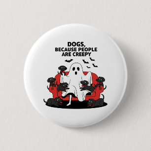 Macaron Rond 5 Cm Éffrayant Halloween Chien Fantôme Éffrayant