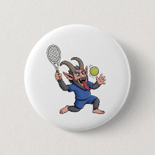 Macaron Rond 5 Cm Éffrayant Krampus Jouer Tennis Noël