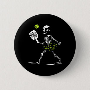 Macaron Rond 5 Cm Éffrayant Pickleball Halloween Skeleton Femelle Ta
