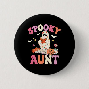 Macaron Rond 5 Cm Éffrayante Tante Retro Super Floral Ghost Hallowee