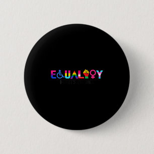 Macaron Rond 5 Cm Égalité Fierté Arc-en-ciel Lgbtq Féministe Handica