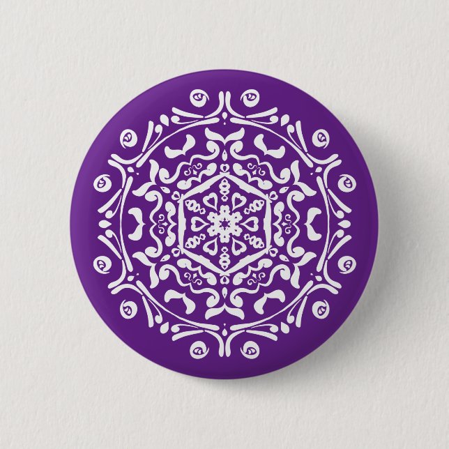 Macaron Rond 5 Cm Eggplant Mandala (Devant)