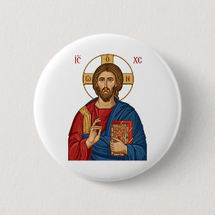 Macaron Rond 5 Cm Église orthodoxe d'Europe de l'Est Lord Jésus-Chri