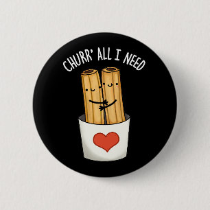 Macaron Rond 5 Cm Eglise Tout J'Ai Besoin Funny Churros Pun Dark BG