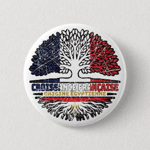Macaron Rond 5 Cm Égypte Drapeau des racines d'arbres français égypt