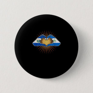 Macaron Rond 5 Cm El Salvador Et Nicaragua Mains Cardiaques