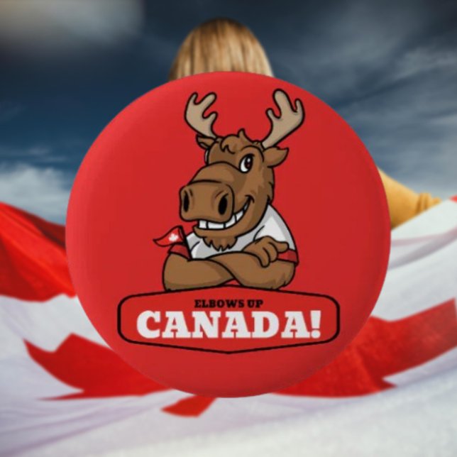 Macaron Rond 5 Cm Elbows Up Canada! Bouton Destin Destin D'Oie Drôle (Créateur téléchargé)