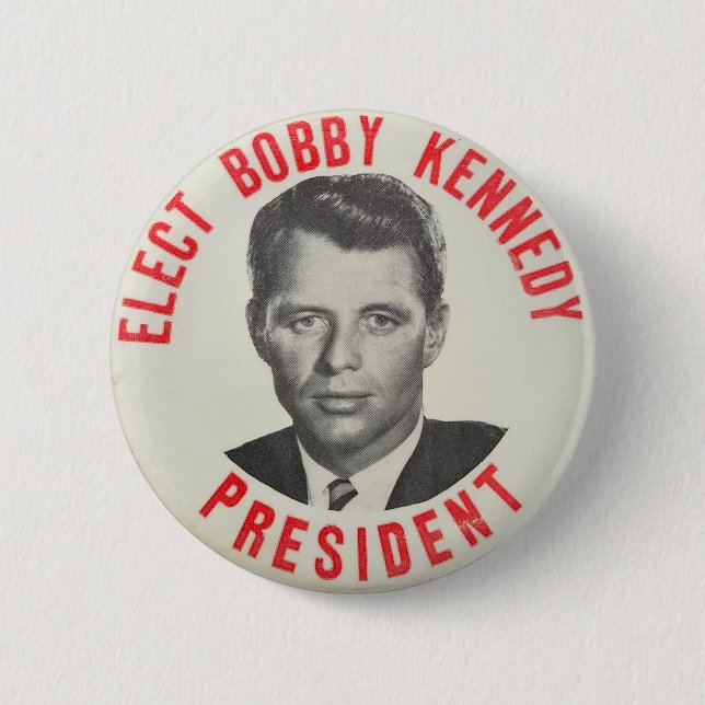 Macaron Rond 5 Cm Elect Bobby Kennedy Président (Devant)