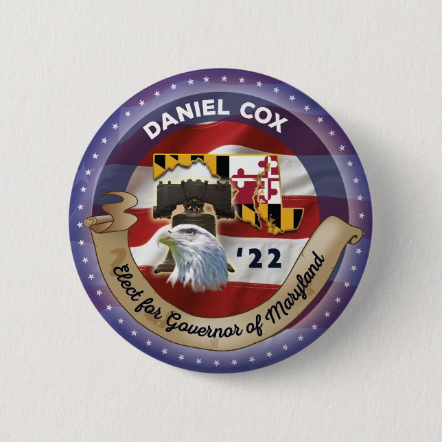 Macaron Rond 5 Cm Elect Daniel Cox pour gouverneur du Maryland (Devant)