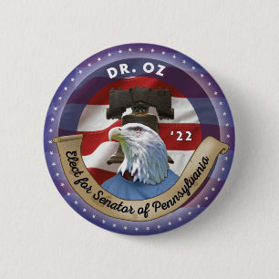 Macaron Rond 5 Cm Elect Mehmet Oz pour Sénateur de Pennsylvanie