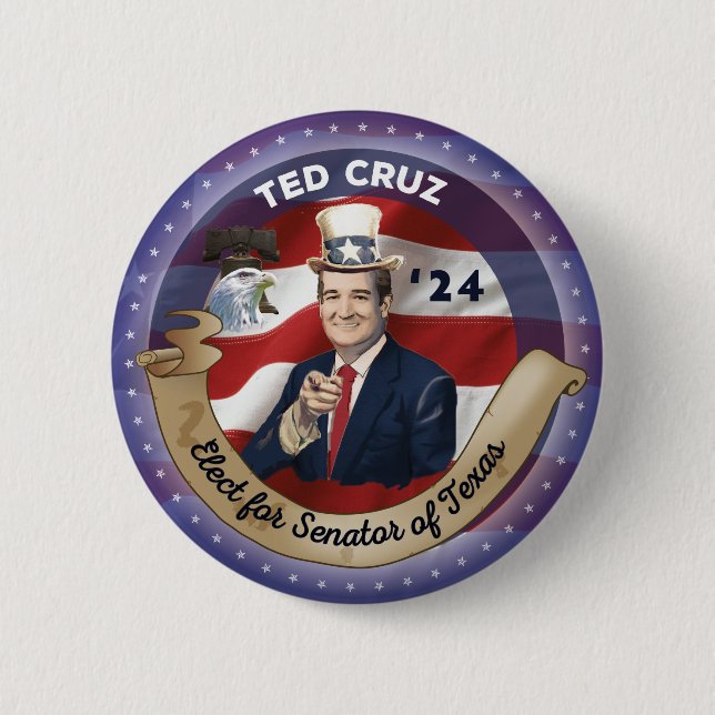 Macaron Rond 5 Cm Elect Ted Cruz pour Sénateur du Texas (Devant)