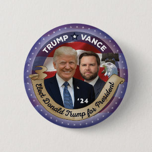 Macaron Rond 5 Cm Elect Trump et Vance en 2024