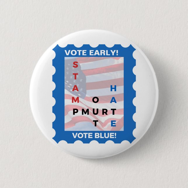 Macaron Rond 5 Cm Élection pour Biden (Cacher la haine) - pin bleu v (Devant)