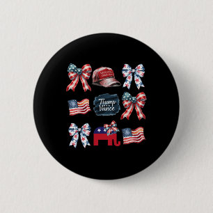 Macaron Rond 5 Cm Élection Présidentielle Trump Vance Bow Coquette V