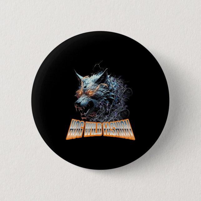 Macaron Rond 5 Cm Électrifié Wolf Chaos Animal Rage Énergie (Devant)