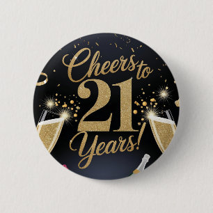 Macaron Rond 5 Cm "Elégant 21e anniversaire design - Parties scintil