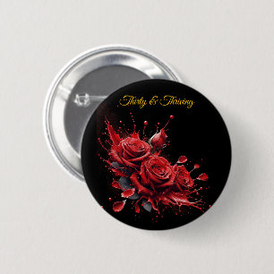 Macaron Rond 5 Cm Elégant 30e anniversaire - Roses en fleurs