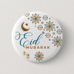 Macaron Rond 5 Cm Elégant Aïd Moubarak Arabe Calligraphie Lune Étoil