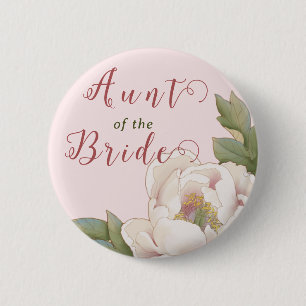 Macaron Rond 5 Cm Elegant Aunt of the Bride Blush Pink Floral 