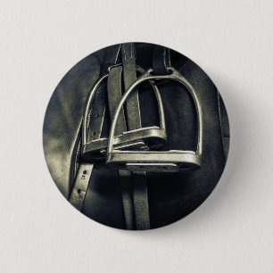 Macaron Rond 5 Cm Élégant bâton d'argent sur selle d'équitation angl